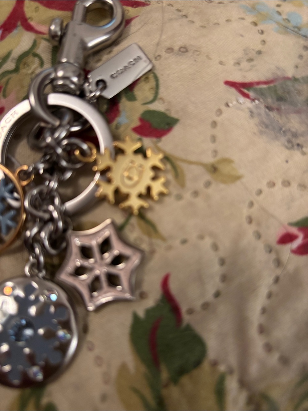 Coach Silver and Gold Snowflake Charm Keychain with Light Blue Accents - Picture 4 of 7